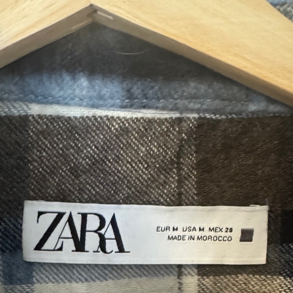 Zara Checkered Cropped Jacket in Black, White, and Blue - Picture 2 of 3